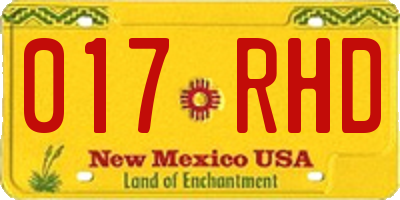 NM license plate 017RHD