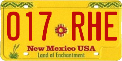 NM license plate 017RHE