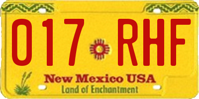 NM license plate 017RHF