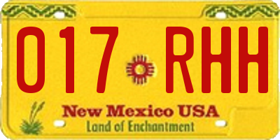 NM license plate 017RHH