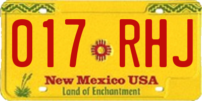 NM license plate 017RHJ