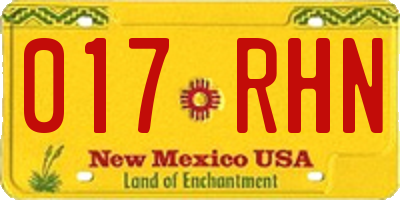 NM license plate 017RHN