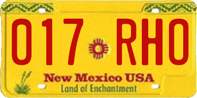 NM license plate 017RHO