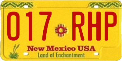 NM license plate 017RHP