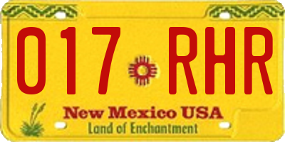 NM license plate 017RHR