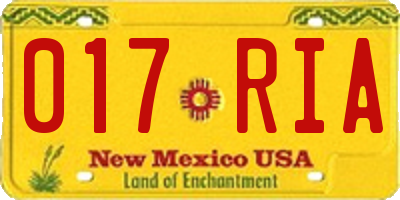 NM license plate 017RIA