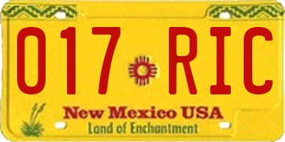 NM license plate 017RIC