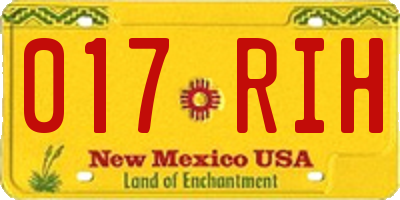 NM license plate 017RIH