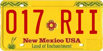 NM license plate 017RII
