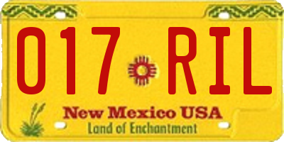 NM license plate 017RIL