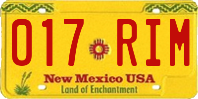 NM license plate 017RIM