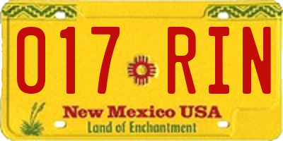 NM license plate 017RIN