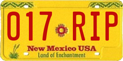 NM license plate 017RIP