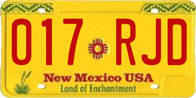 NM license plate 017RJD