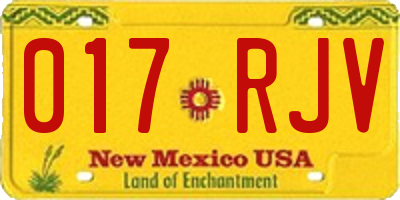 NM license plate 017RJV