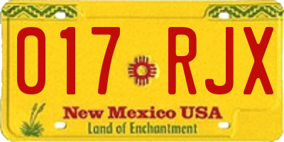 NM license plate 017RJX