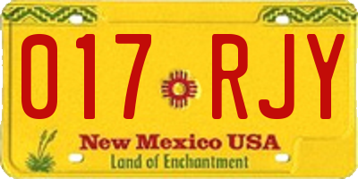 NM license plate 017RJY