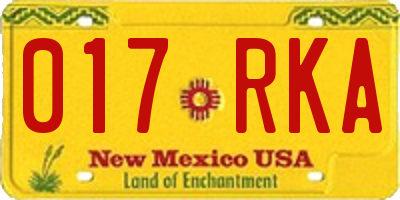 NM license plate 017RKA