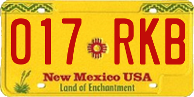 NM license plate 017RKB