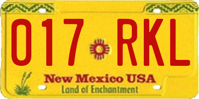 NM license plate 017RKL