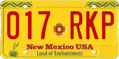 NM license plate 017RKP