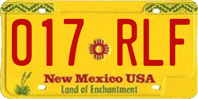 NM license plate 017RLF