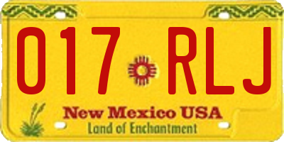 NM license plate 017RLJ