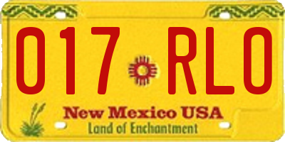 NM license plate 017RLO