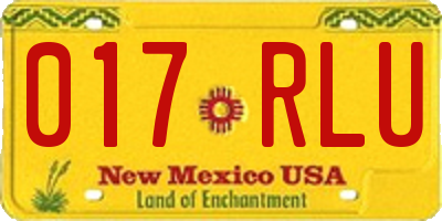 NM license plate 017RLU