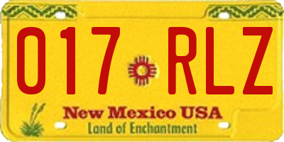 NM license plate 017RLZ