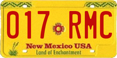 NM license plate 017RMC