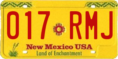 NM license plate 017RMJ