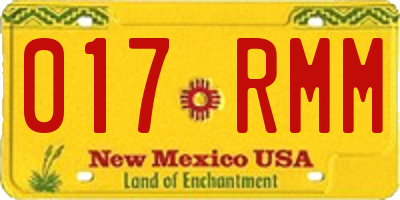 NM license plate 017RMM