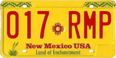 NM license plate 017RMP
