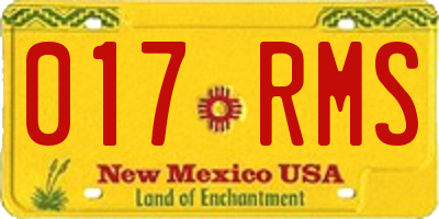 NM license plate 017RMS
