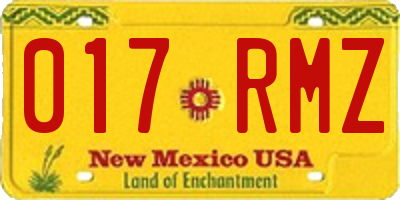 NM license plate 017RMZ