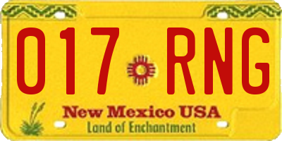 NM license plate 017RNG