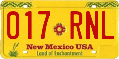 NM license plate 017RNL
