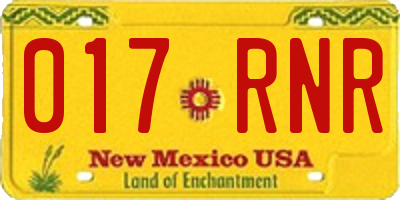 NM license plate 017RNR