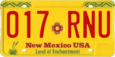 NM license plate 017RNU