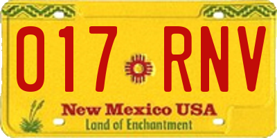 NM license plate 017RNV
