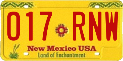 NM license plate 017RNW