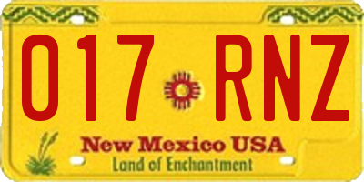 NM license plate 017RNZ