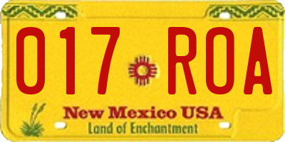 NM license plate 017ROA