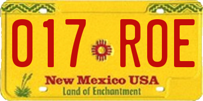NM license plate 017ROE