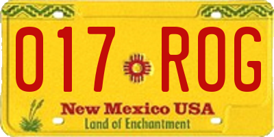 NM license plate 017ROG