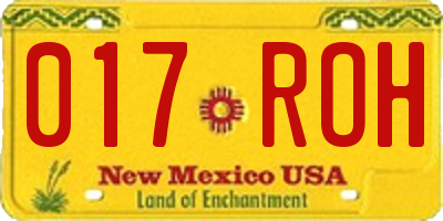 NM license plate 017ROH