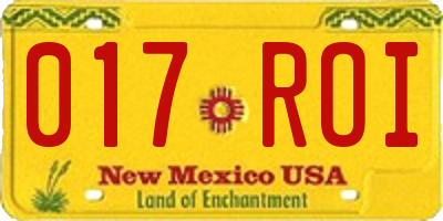 NM license plate 017ROI