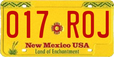 NM license plate 017ROJ