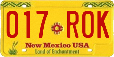 NM license plate 017ROK